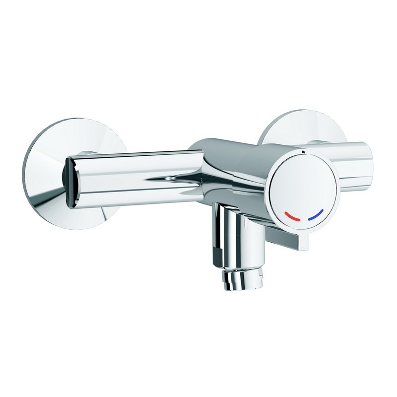 Mezclador temporizado colección MINIMAL de pared para lavabo/fregadero con pulsador y aireador articulado