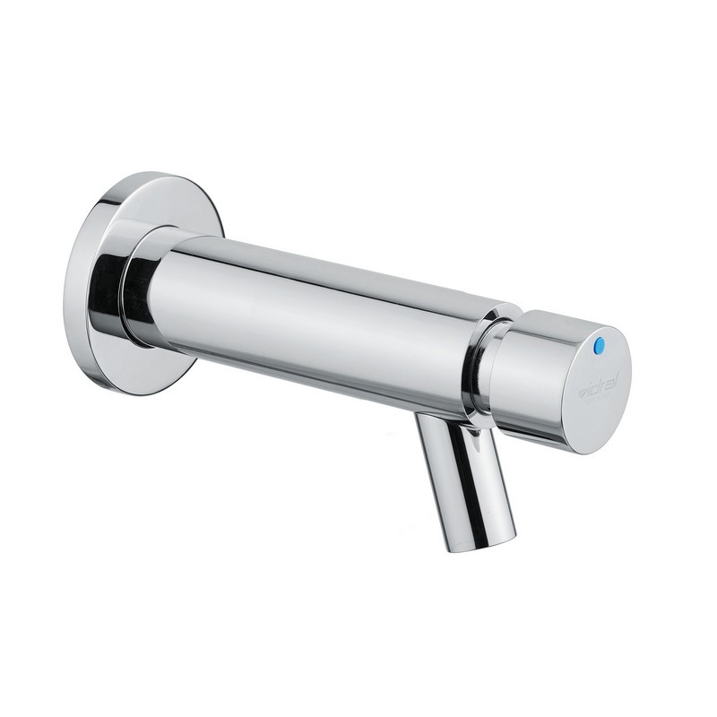 Grifo temporizado prolongado colección MINIMALde pared para lavabo con pulsador
