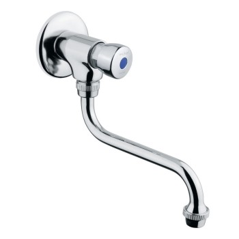 Grifo temporizado colección CLASSIC de pared para lavabo/fregadero, con pulsador y caño de descarga giratorio