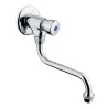 Grifo temporizado colección CLASSIC de pared para lavabo/fregadero, con pulsador y caño de descarga giratorio