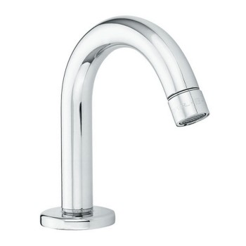 Fixed brass spout with vandal-proof aerator