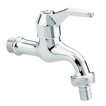 Chrome-plated wall-mounted hose tap with short lever - Idral