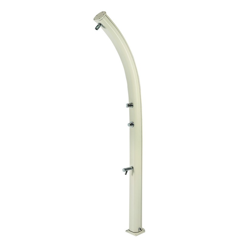 Solardusche aus Alluminium, mit Fußbrause und manueller Bedienung