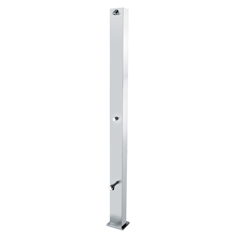 Idral stainless steel outdoor shower column with tap and footwash basin Idral stainless steel outdoor shower column with tap and footwash basin