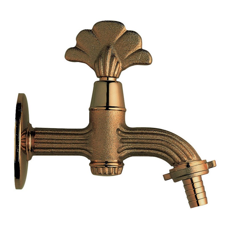 Artistic tap for fountains with hose fitting. Brushed bronze finish