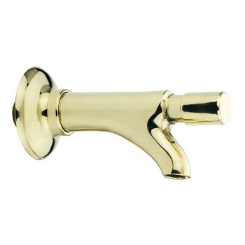 Polished yellow fountain tap with instant shutoff
