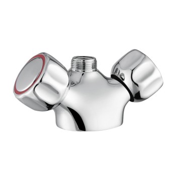 Single hole high flow mixer with ceramic disc headvalves and handle control 3/4“ male outlet