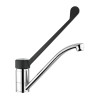 Single hole single lever mixer with swivel spout. Clinic lever control
