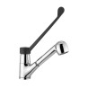 Mitigeur monotrou monocommande avec bec mobile et douchette extractible   levier long