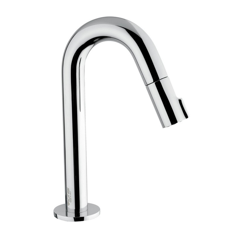 Grifo a columna para lavabo minimal con montura cerámica axial