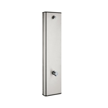 Wall mounted stainless steel shower panel with self closing mixer and push button