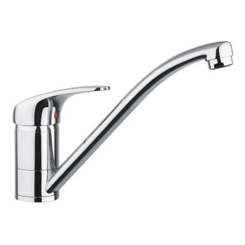 Single lever kitchen mixer with short lever and swivel spout