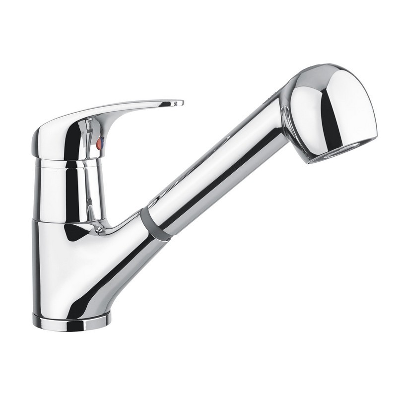 Single lever kitchen mixer with extractable hand shower and short lever Single lever kitchen mixer with extractable hand shower and short lever