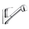 Single lever kitchen mixer with extractable hand shower and short lever
