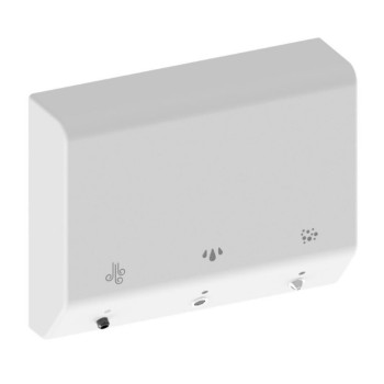Kit multi-funciòn de pared de la serie 4ALL EASY-COMPACT hecho en solid surface, incluye grifo, dispensador de jabón y secador d