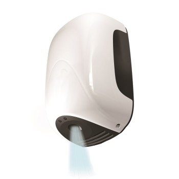 Smart Jet MINI hand dryer with hot air, in white ABS and operated by infrared sensor