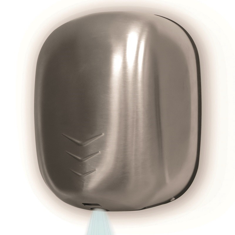 Stream Dry UV hand dryer with hot air, in satin stainless steel AISI 304, operated by infrared sensor