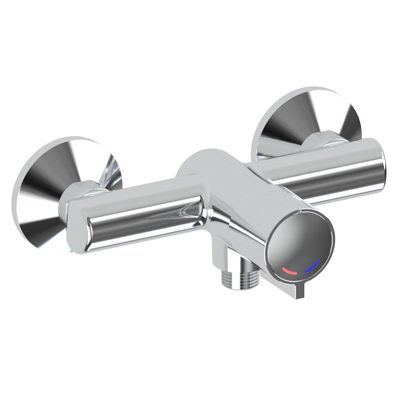 Vandal-proof self-closing wall mounted push button mixer for shower