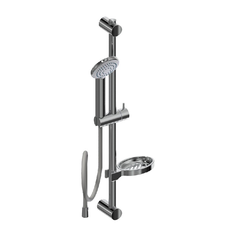 Brausestange aus ABS verchromt mit Handbrause, Flexschlauch und Seifenschale