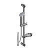 Sliding rail in chromed ABS with hand shower, flexible hose and soap holder